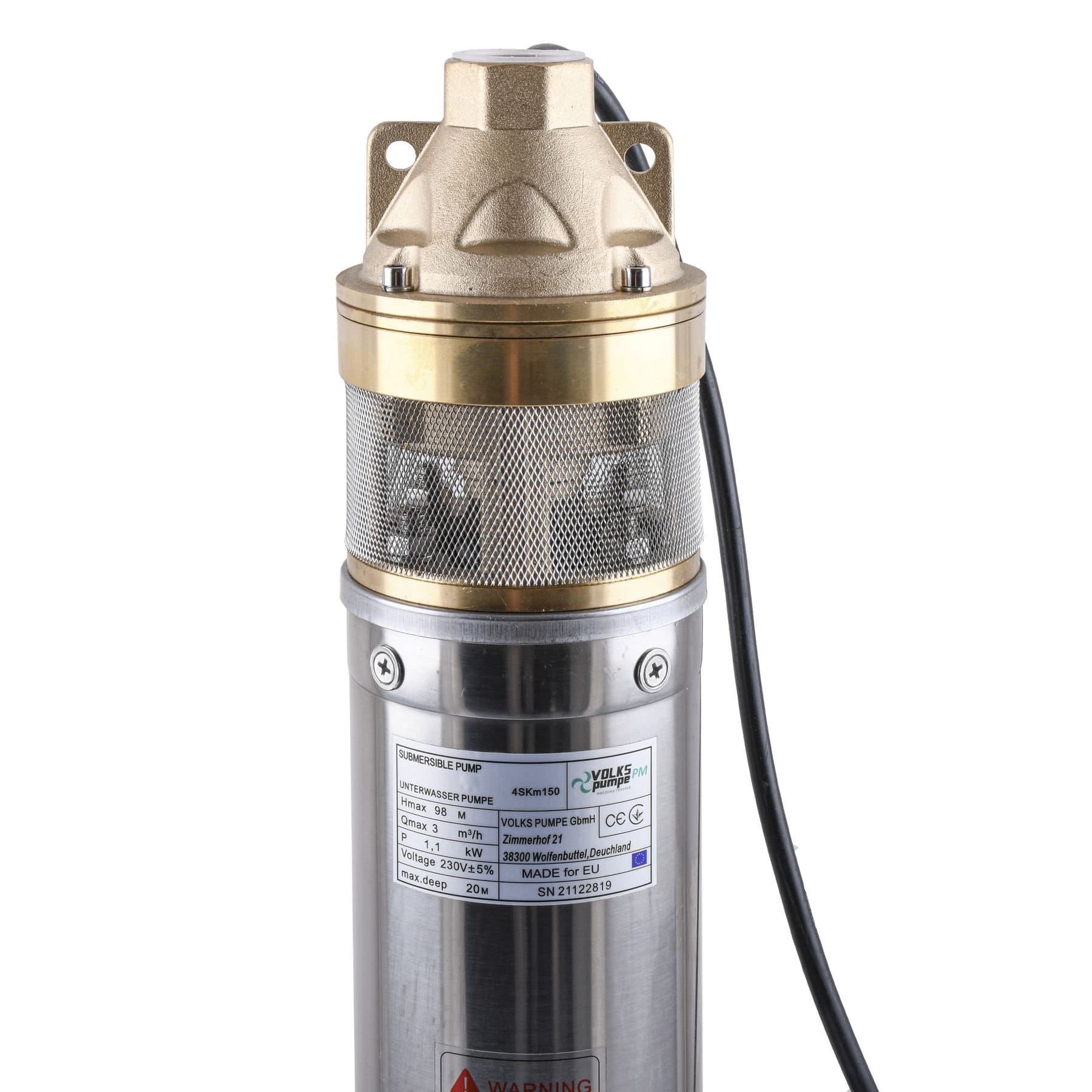 Насос свердловинний вихровий VOLKS pumpe PM  4SKm150 1.1кВт + кабель 10м 2