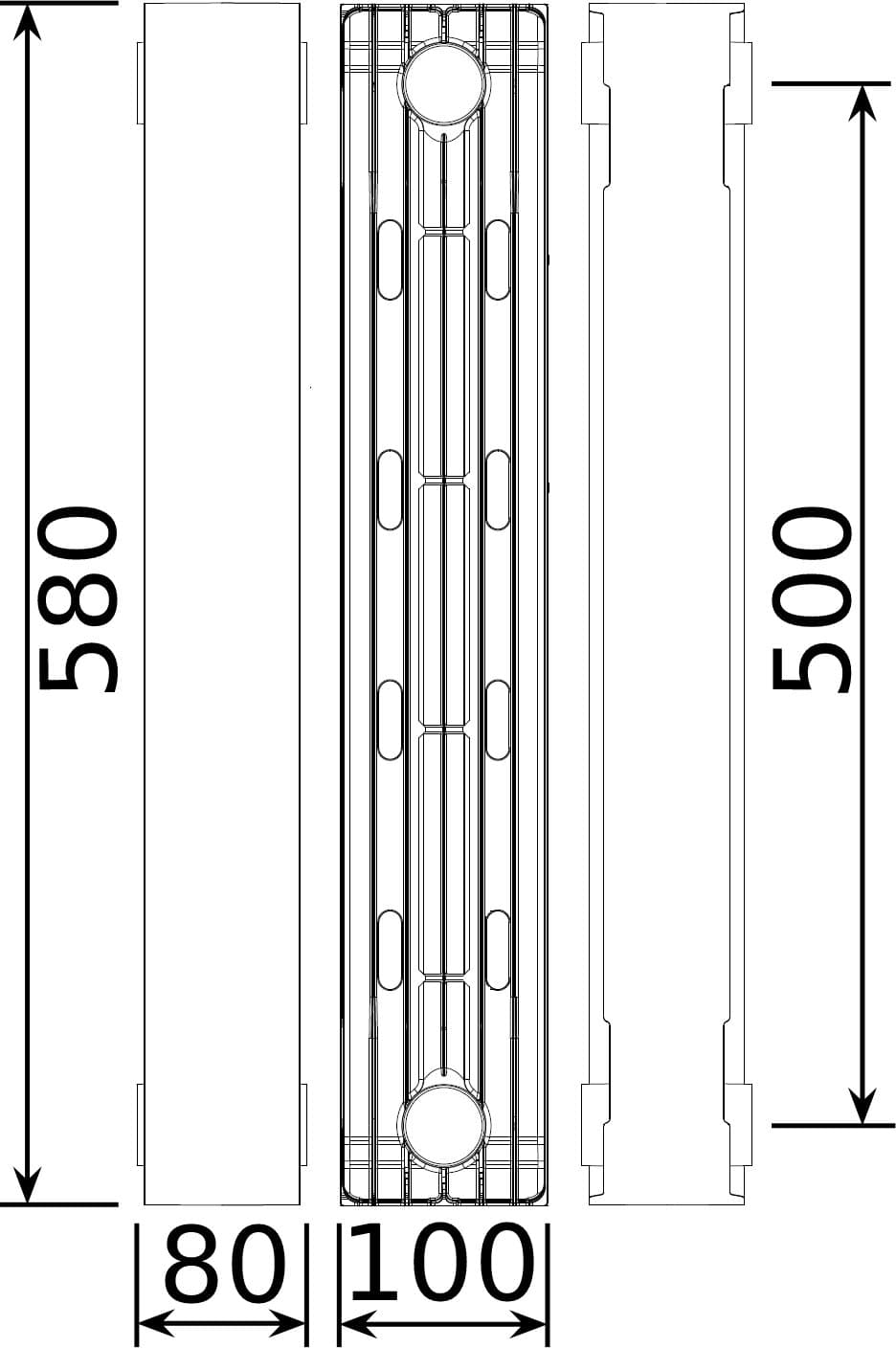 Радіатор біметалевий секційний QUEEN THERM 500/100 VERTICAL/HORIZONTA (кратно 10) 3