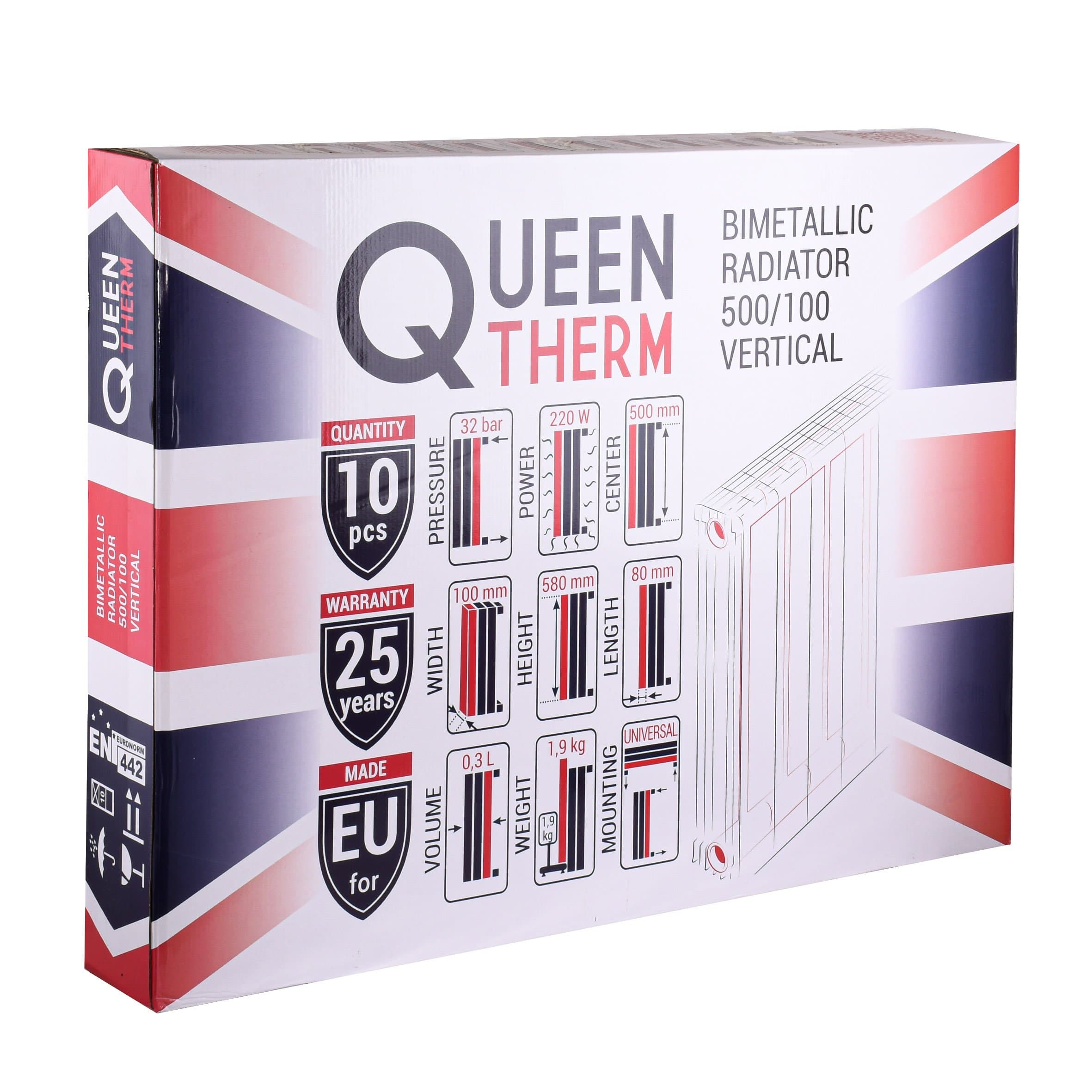 Радіатор біметалевий секційний QUEEN THERM 500/100 VERTICAL/HORIZONTA (кратно 10) 7