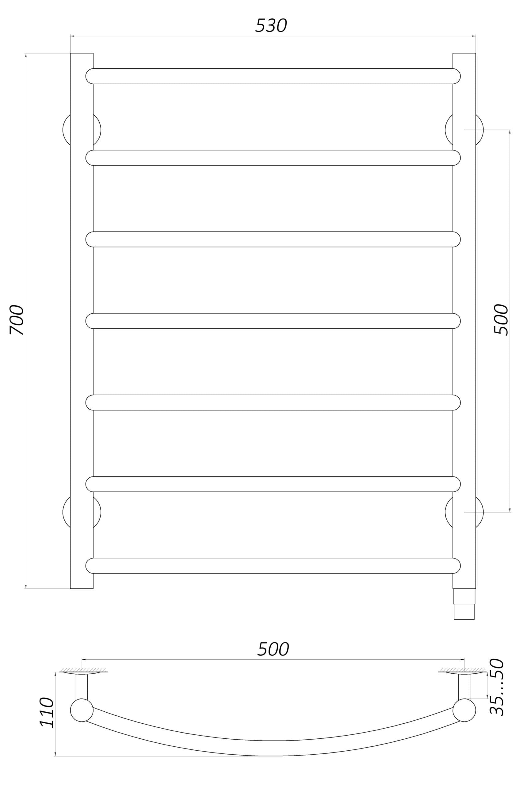 Рушникосушарка UNIO LD ЕU 700-500-7 BLK Драбинка Дуга електро чорна 5