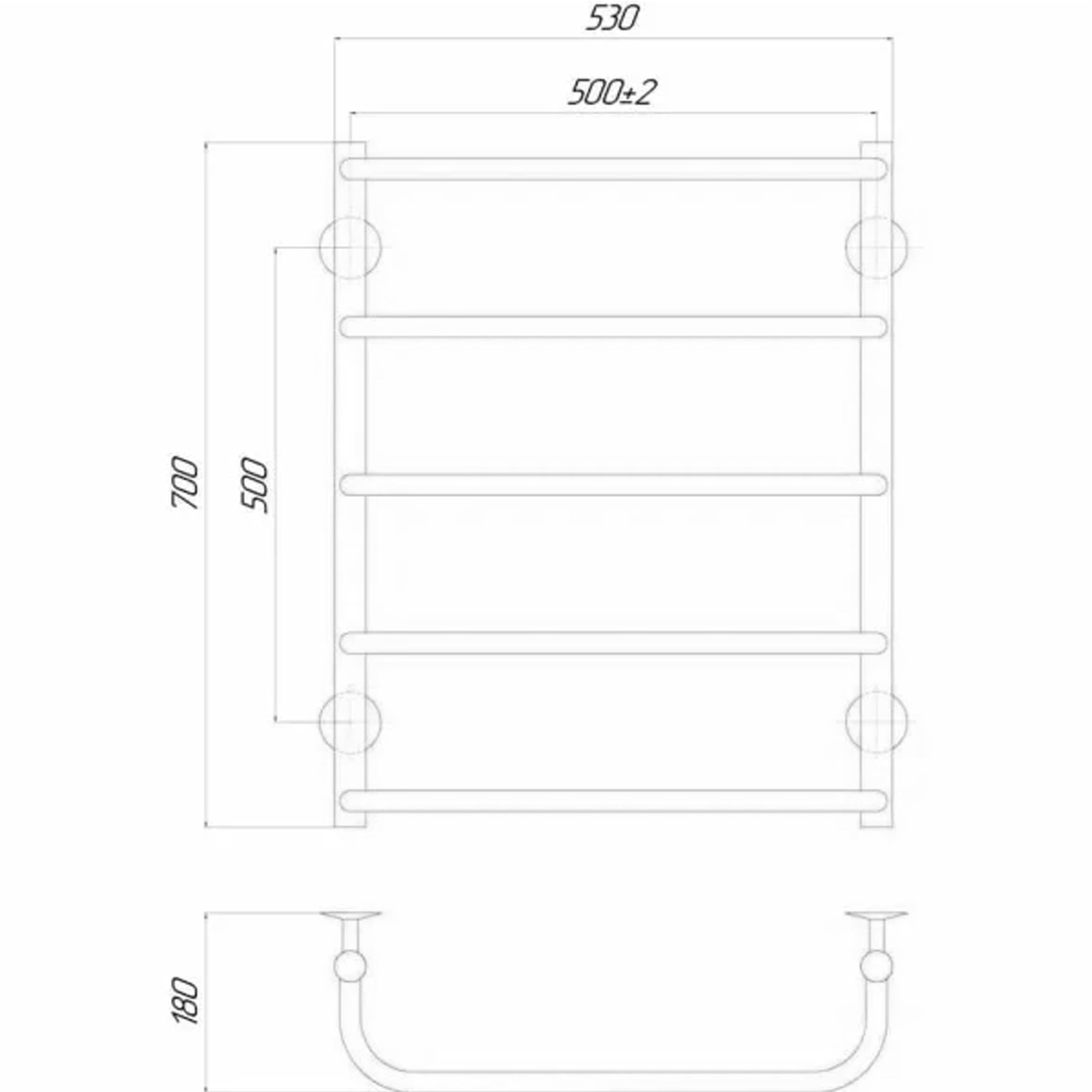 Рушникосушарка UNIO LS ЕU 700-500-5 Драбинка Скоба електро 5