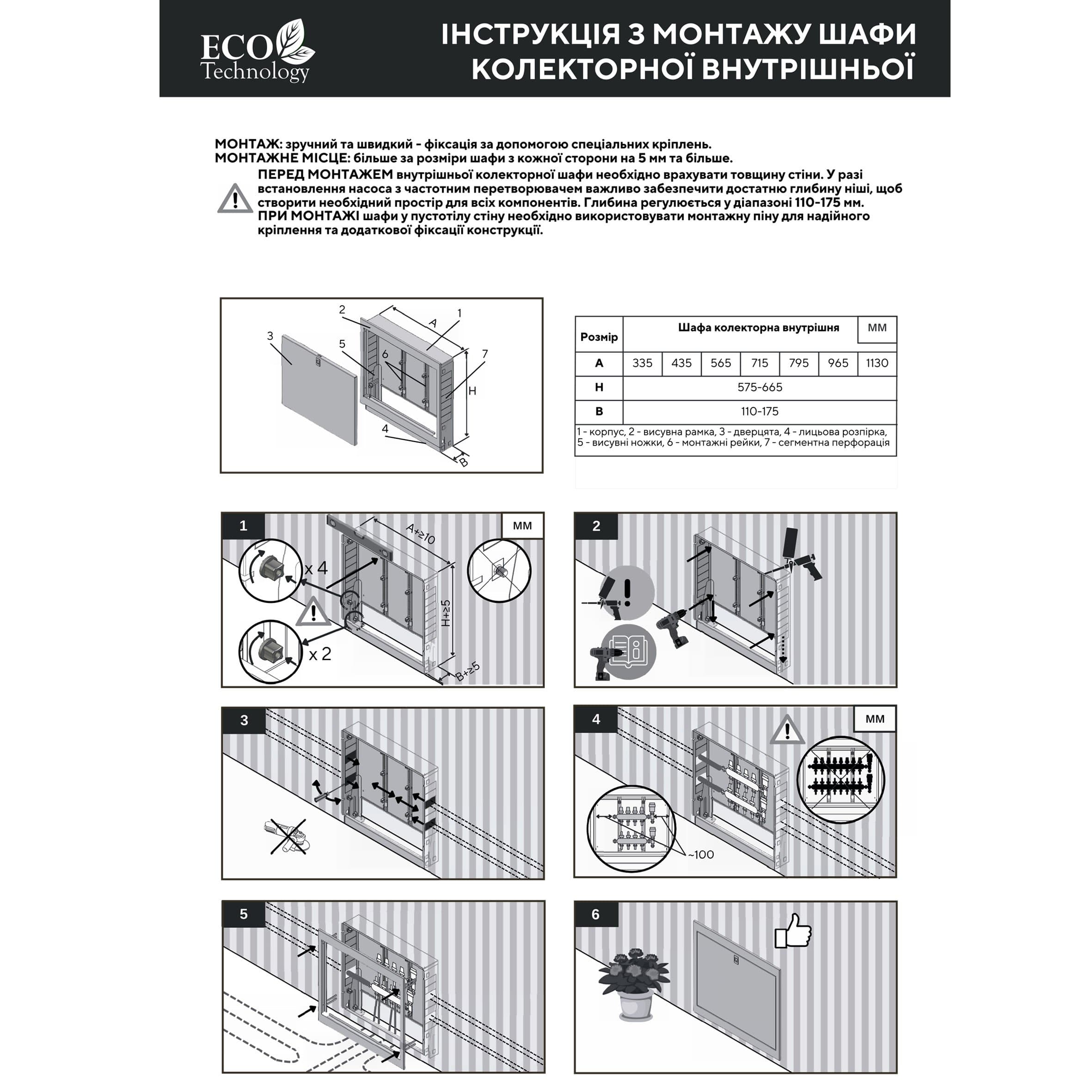 Колекторна шафа внутрішня ЕСО PRO ШКВ-04 575x795x110 (6-7) 8