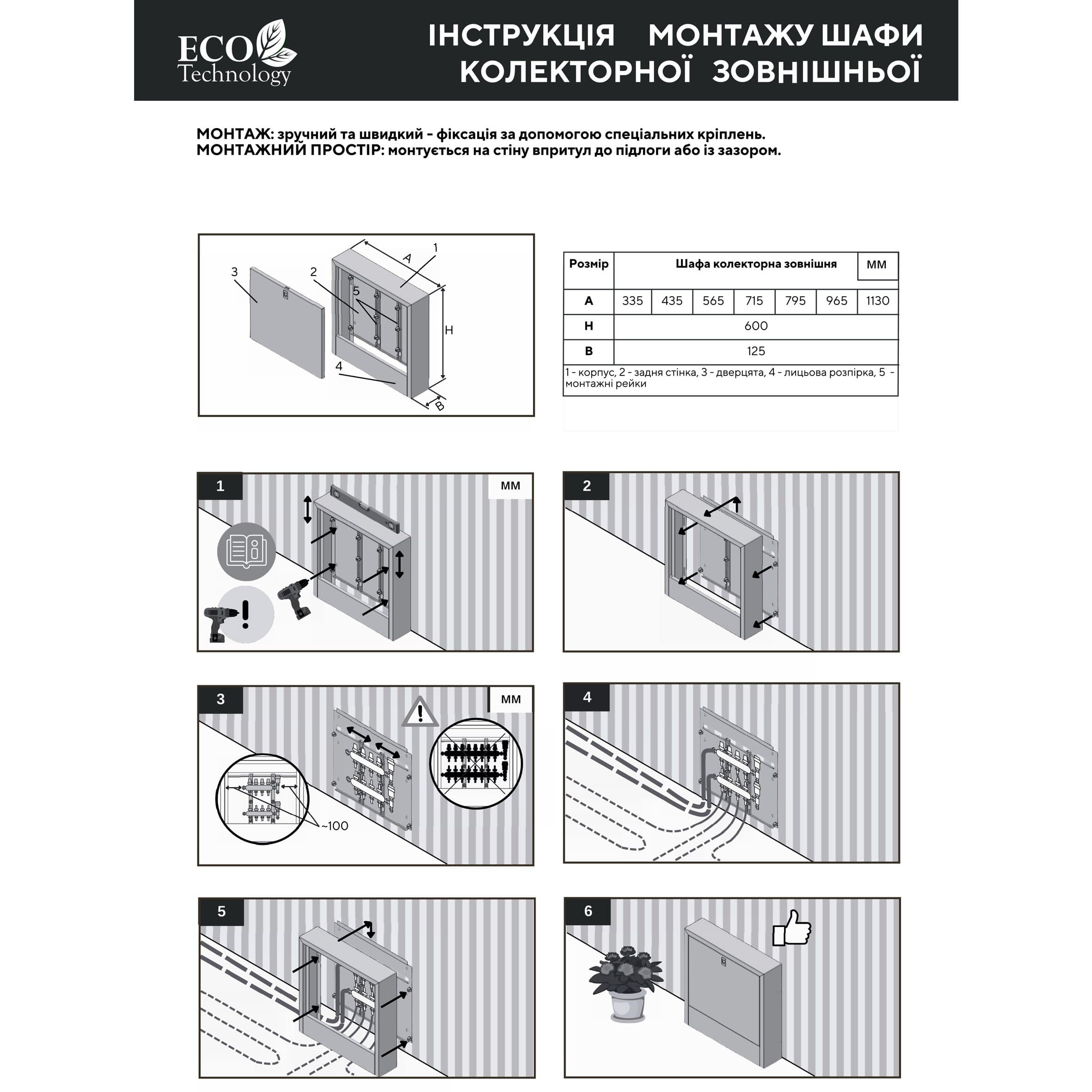Колекторна шафа зовнішня ЕСО PRO ШКЗ-06 600x1130x125 (10-12) 7