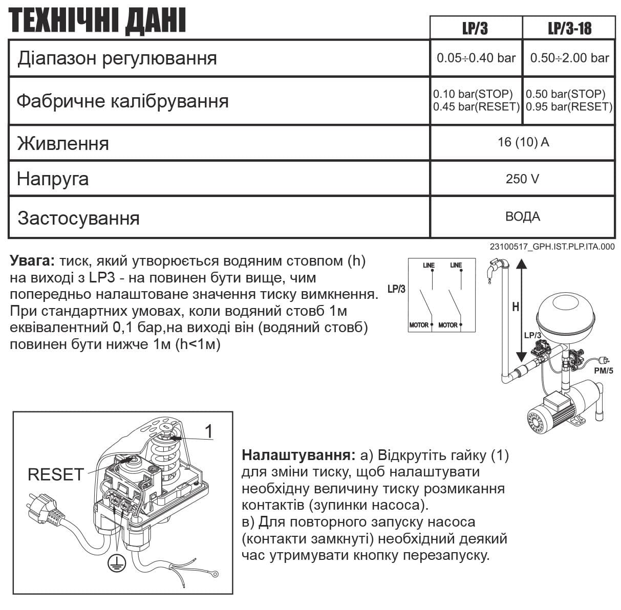 Релє захисту від сухого ходу LP/3 FF4 Italtecnica 8