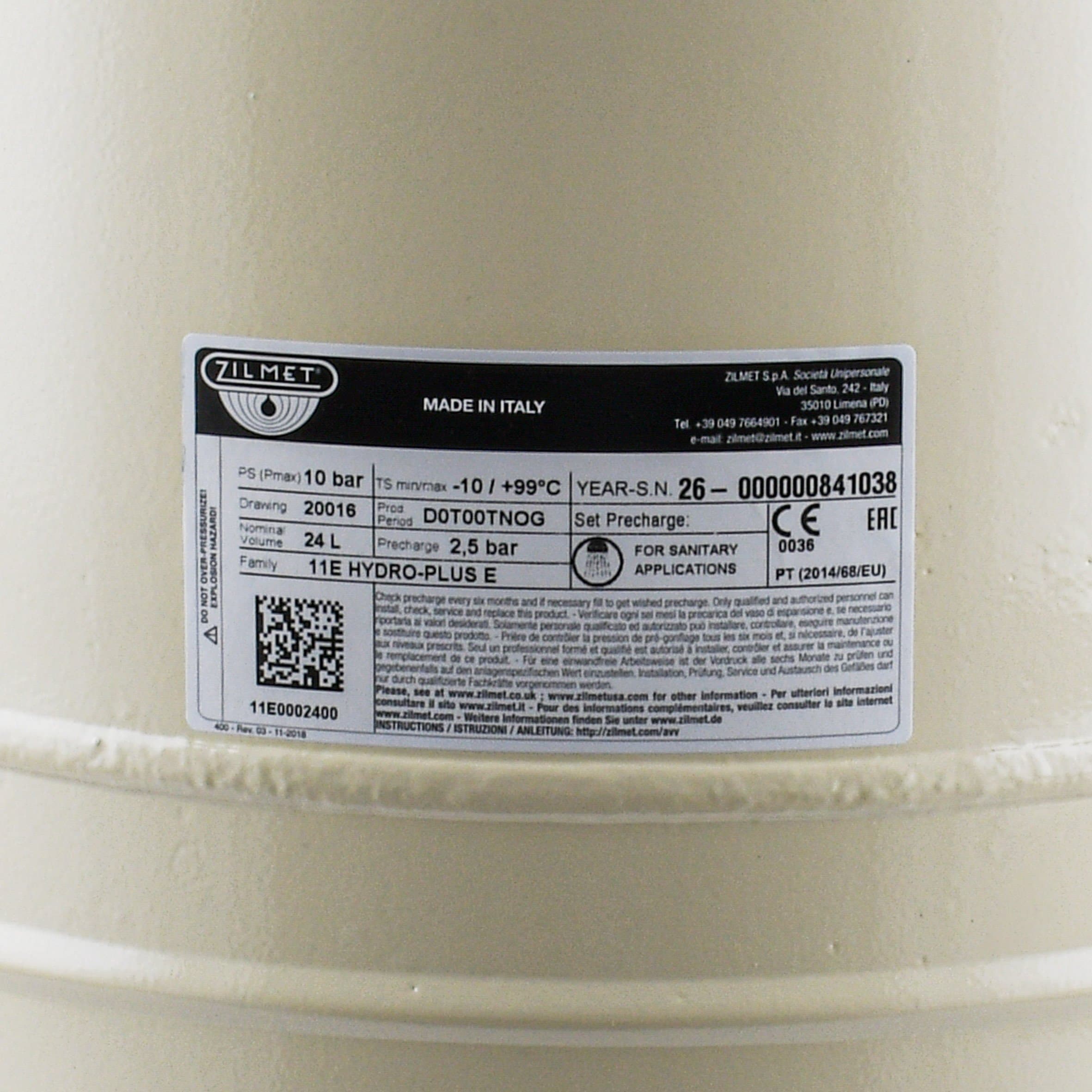 Гідроакумулятор з фіксованою мембраною HYDRO-PLUS E 24L (11E0002400) Вертикальний 2